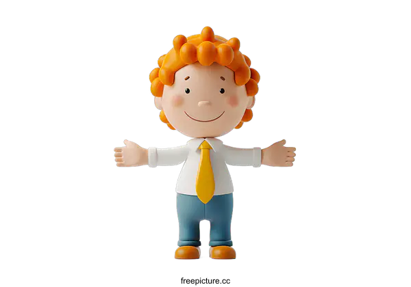 [Transparent Background PNG]3D Cartoon Boy with Open Arms