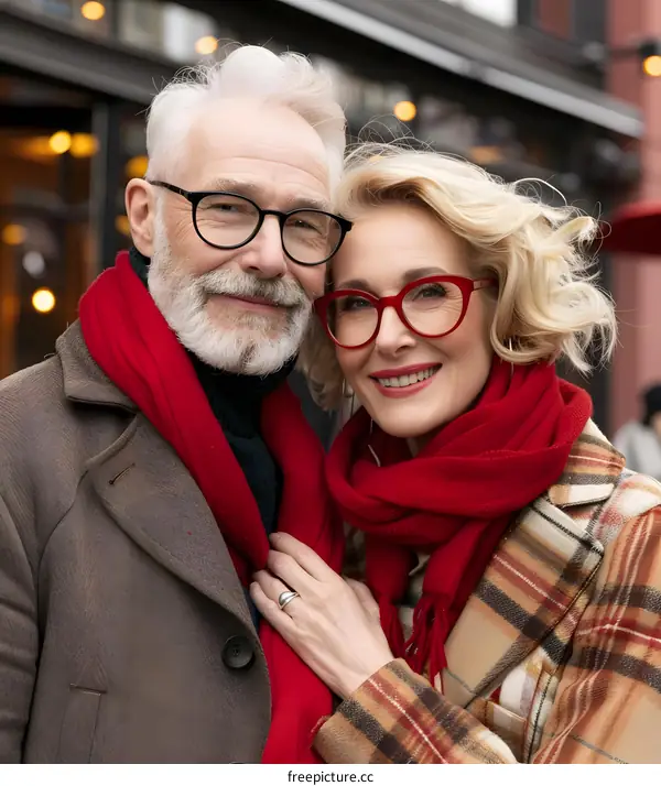 Elderly Couple Posing for a Portrait in the City