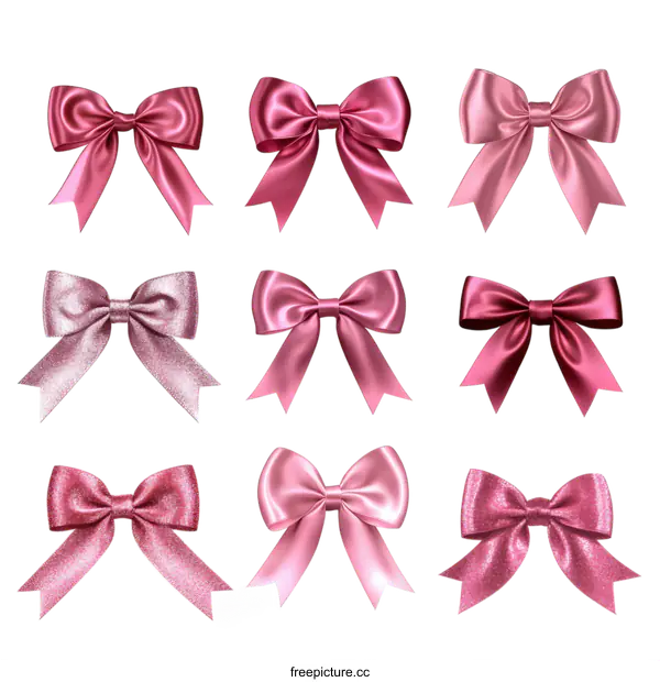 [Transparent Background PNG]Collection of Pink Ribbons Bows