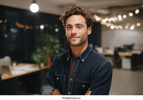 Confident Businessman in Modern Office