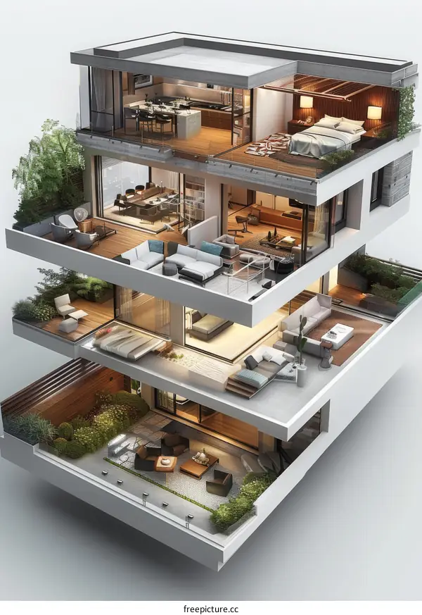 Modern Multi-Level Apartment Interior Design