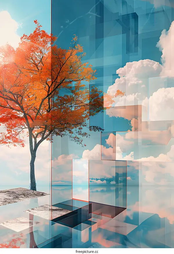 Abstract Landscape with Tree and Sky