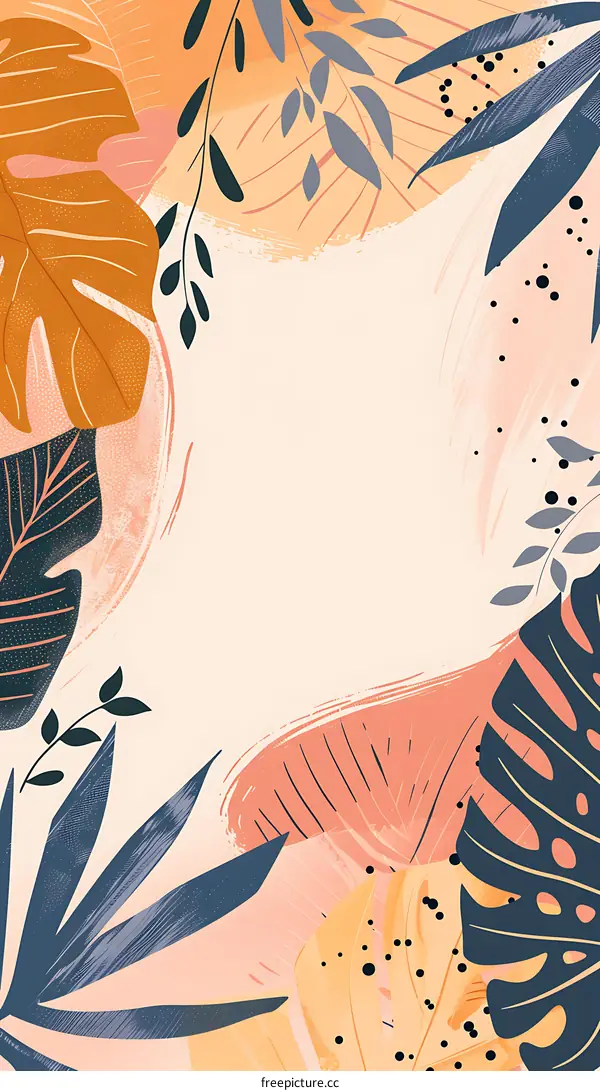 Abstract Tropical Leaves Illustration Background