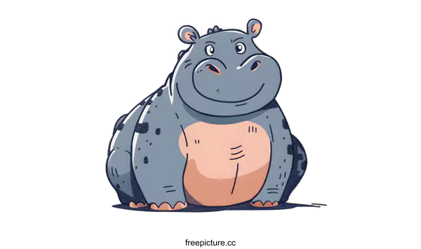 [Transparent Background PNG]Cute Cartoon Hippopotamus Illustration