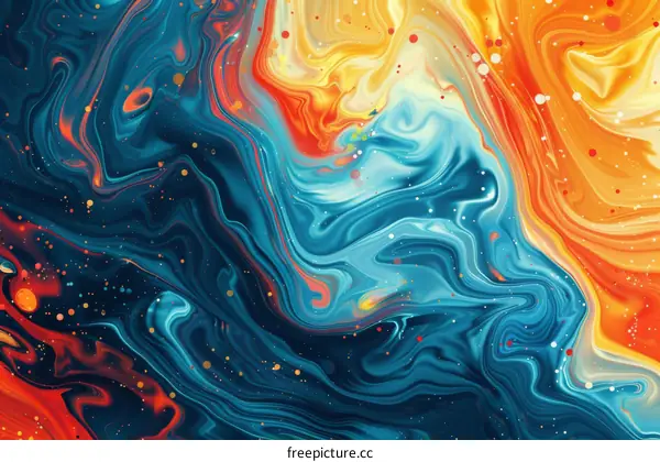 Abstract Swirls of Blue Orange and White