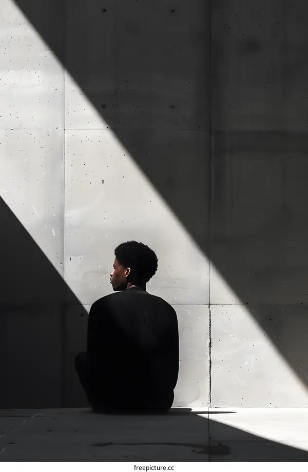 Black Man Sitting Alone in the Sunlight