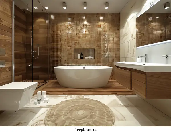 Modern Luxury Bathroom Design with Wooden Accents