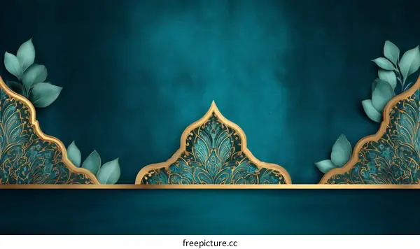 Teal and Gold Decorative Background Illustration