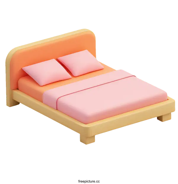 [Transparent Background PNG]Cartoon Style Bed Illustration