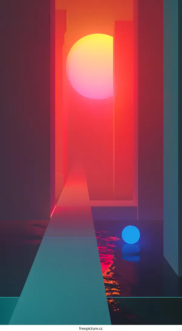 Abstract Geometric Art with Red and Blue