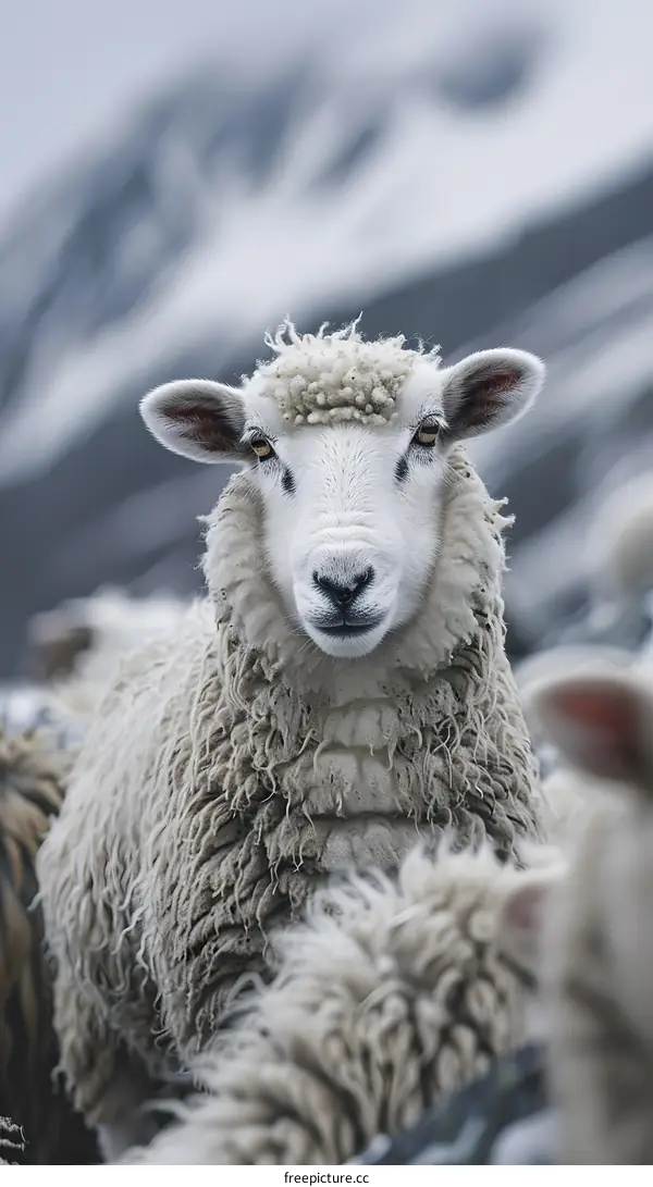 A sheep staring at the camera