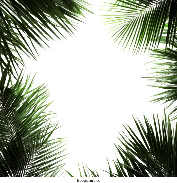 Tropical Palm Leaves Frame Background