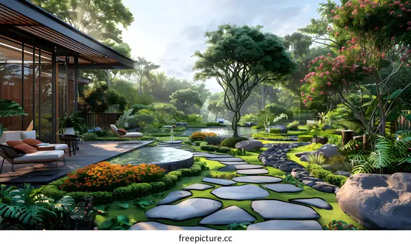 A lush garden landscape