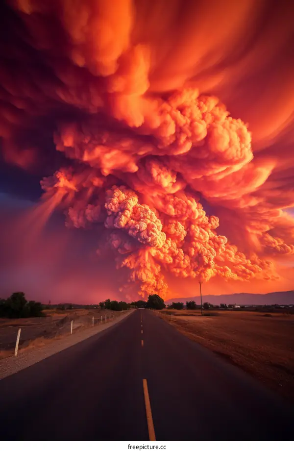 Wildfire Scorches Landscape Near Rural Road