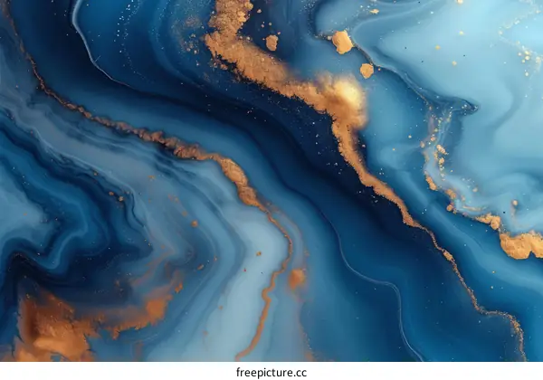 Blue and gold abstract painting