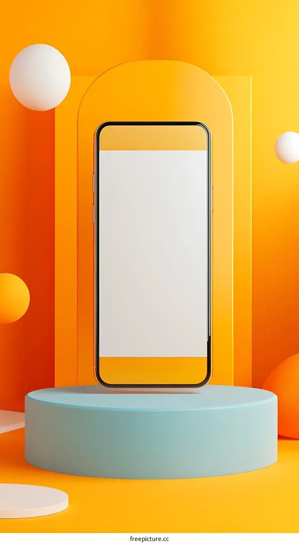 Yellow Minimalist Background With Smartphone