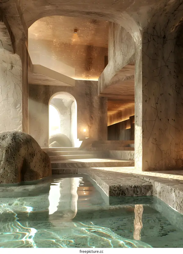 Rock space under light and shadow