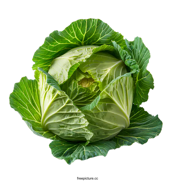 [Transparent Background PNG]Fresh Green Cabbage Isolated on White