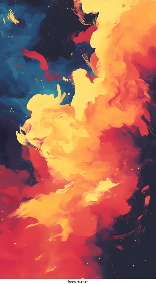 Abstract Painting with Red Yellow Blue and Black Colors