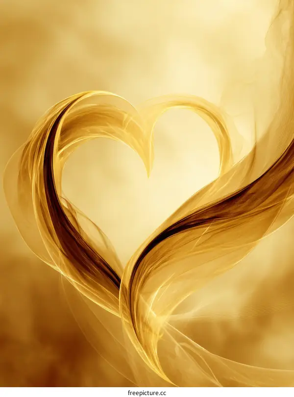 Abstract Golden Heart Design Illustration
