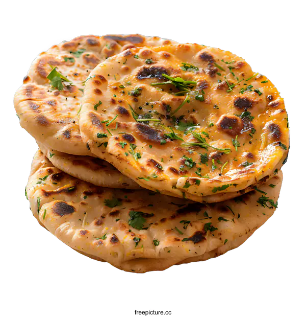 [Transparent Background PNG]Stack of Delicious Naan Bread