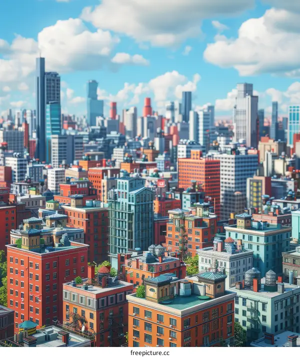 Cityscape Illustration of a Vibrant Urban Area