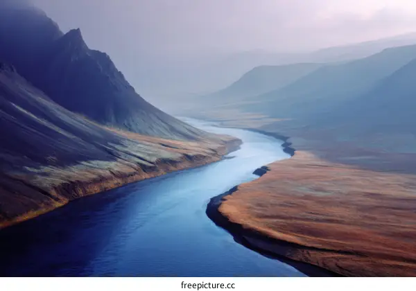Majestic Mountain River Landscape in Iceland