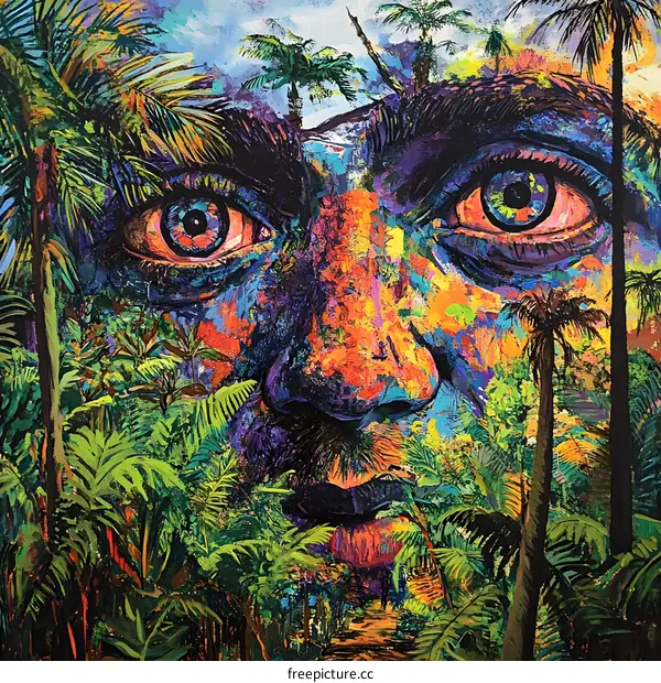 Abstract Portrait Hidden in Tropical Rainforest