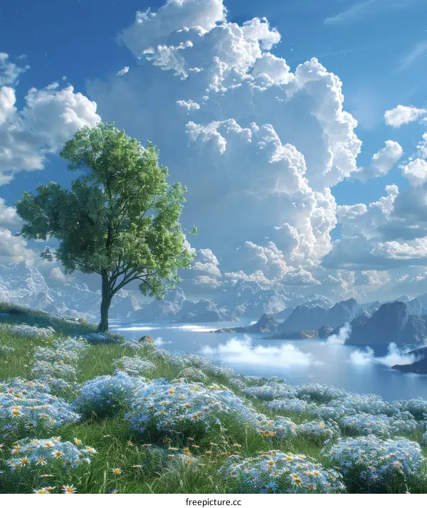 Serene Lake and Mountain Vista