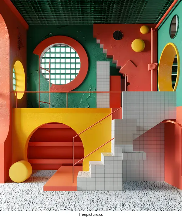 Abstract Colorful Geometric Interior Design