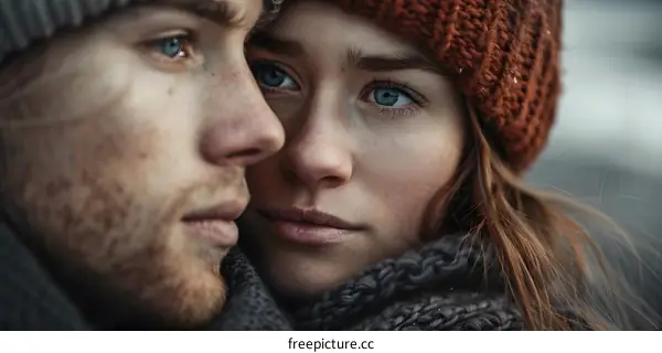 Close Up Portrait of a Couple in Love
