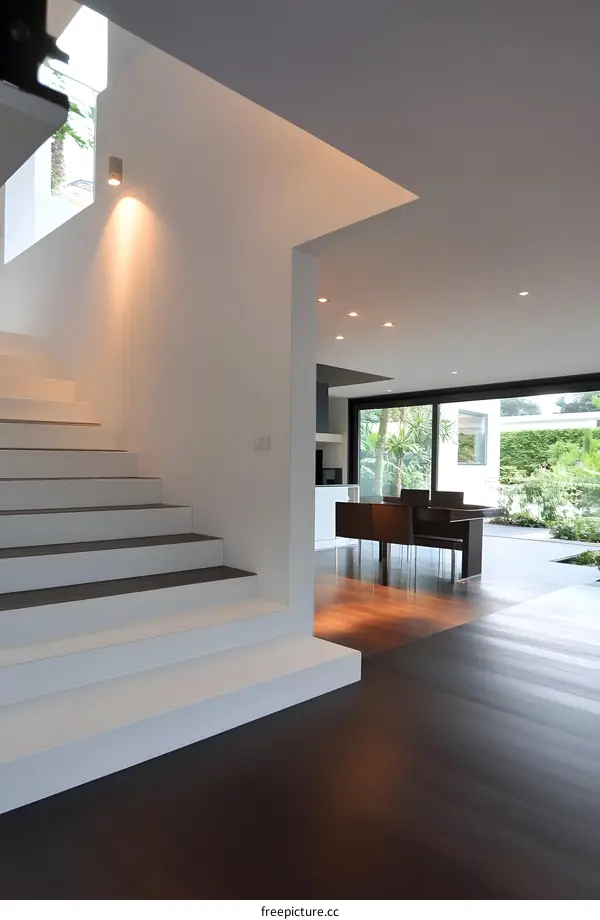 Modern Interior Design with Staircase and Glass Doors