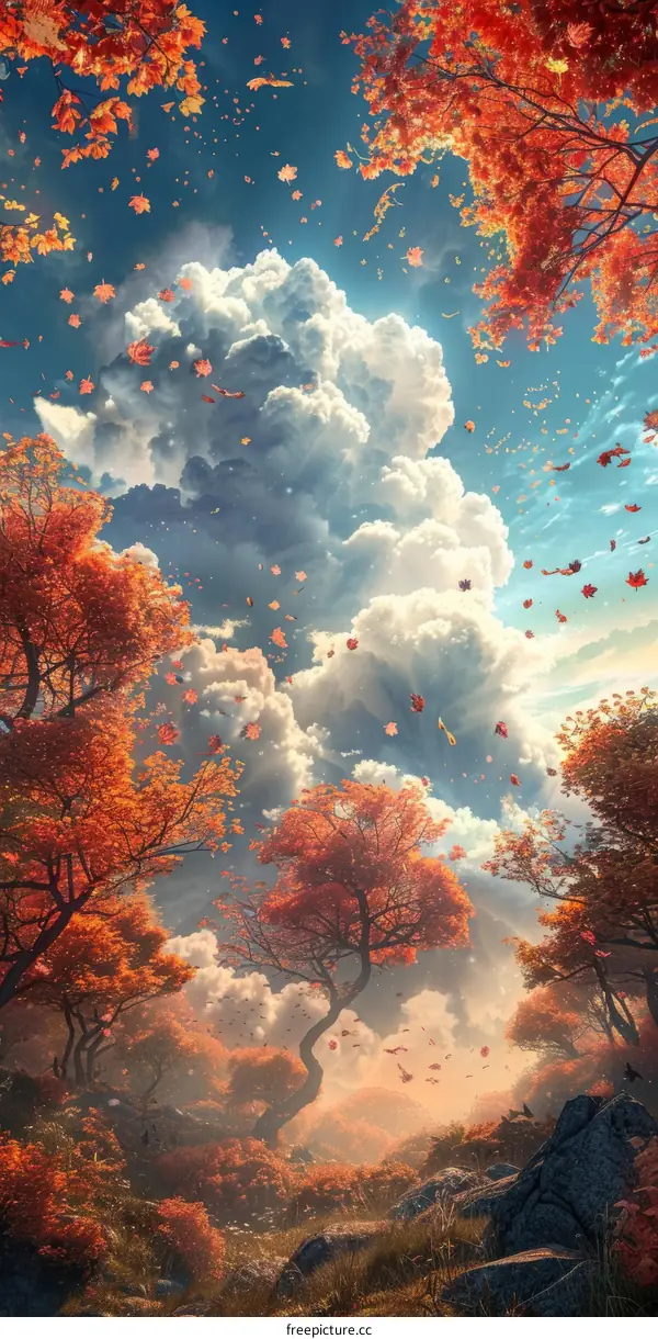 Autumnal Dreamy Forest Sky Landscape