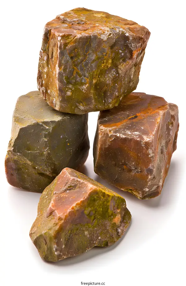 Close Up of Rough Stones on White Background