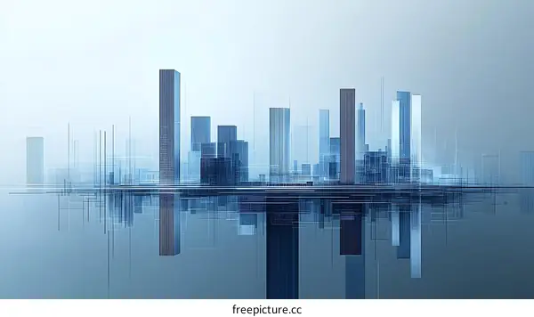 Abstract Futuristic City Skyline Illustration