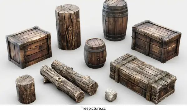 Wooden Objects: Barrels, Crates, Logs