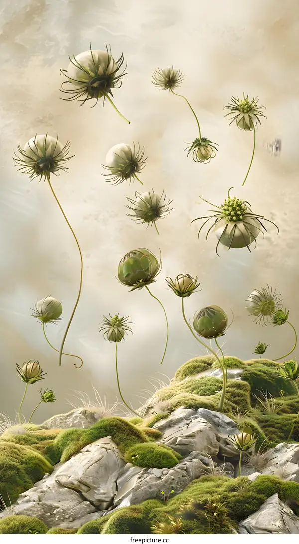 Abstract Fantasy Plants with Delicate Blooms