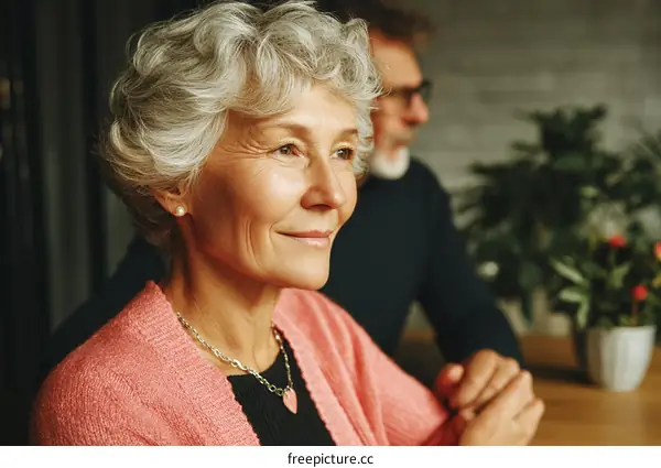 Elderly Couple Portrait with Happiness and Peace