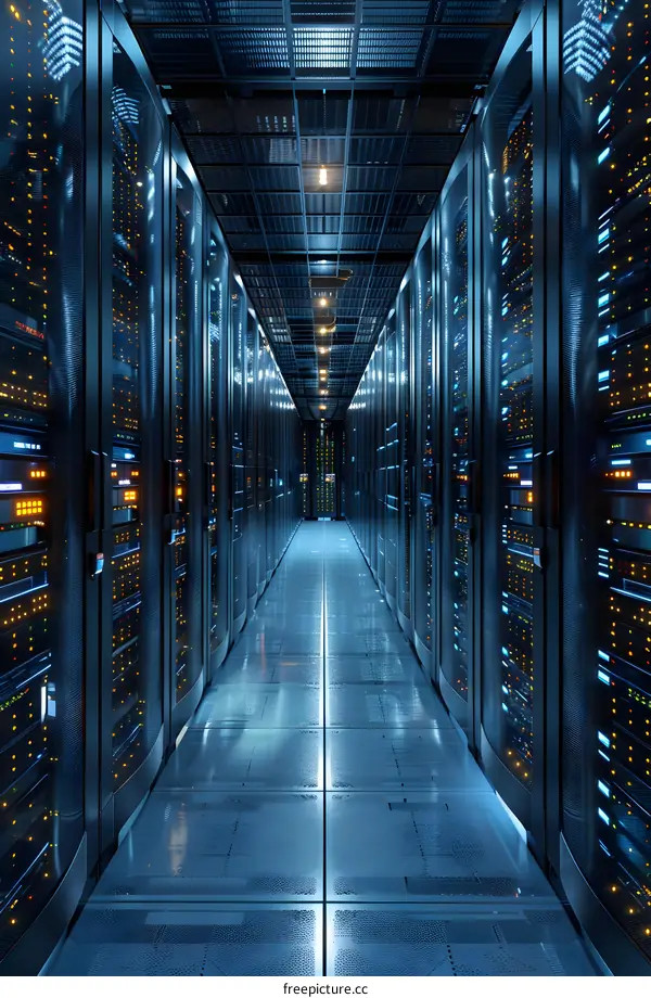 Modern Server Room with Data Center Racks