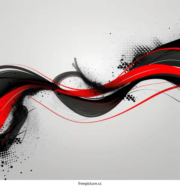 Modern Black Red White Swirls Abstract Background
