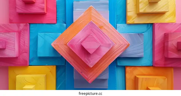 Colorful Geometric Wood Shapes for Wall Decor