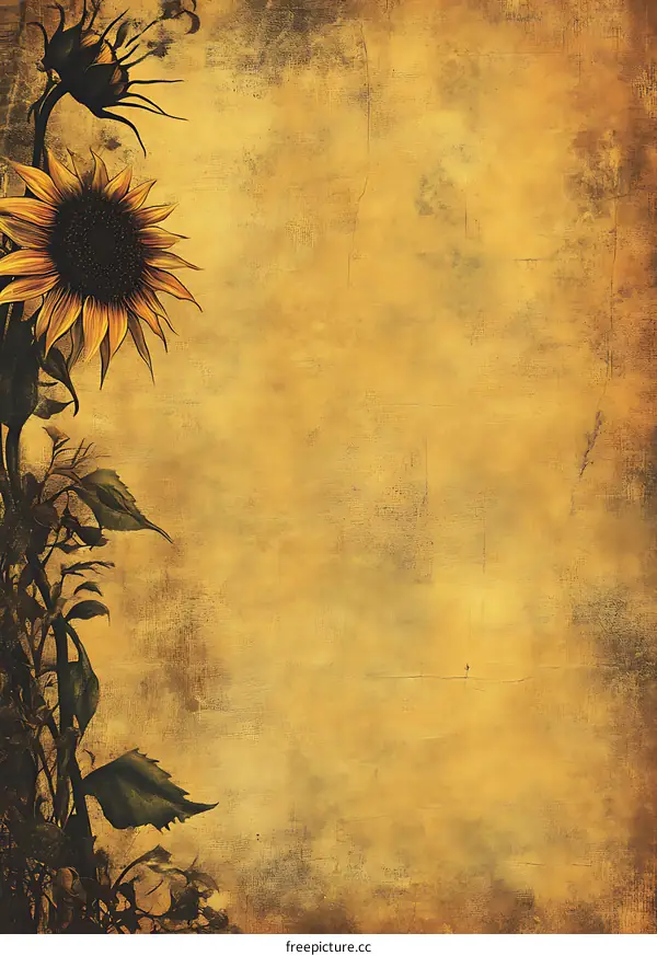 Vintage Sunflower Background Texture