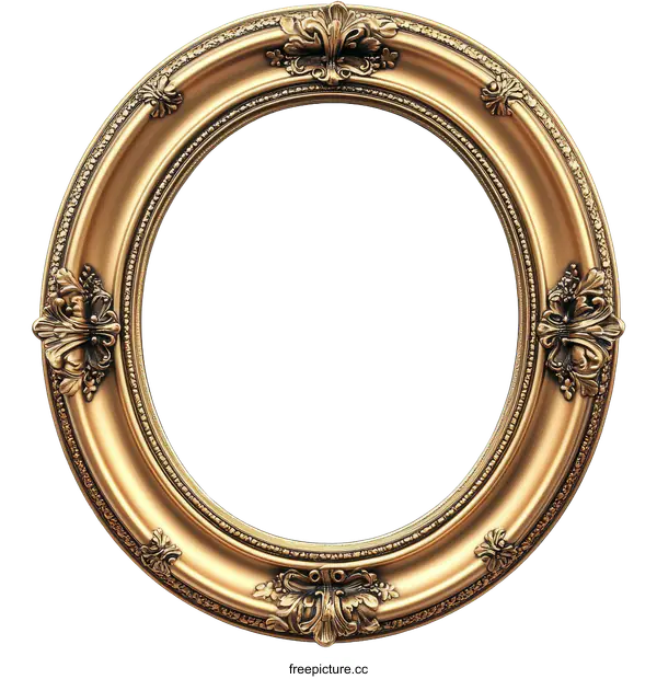 [Transparent Background PNG]Antique Gold Oval Picture Frame Design