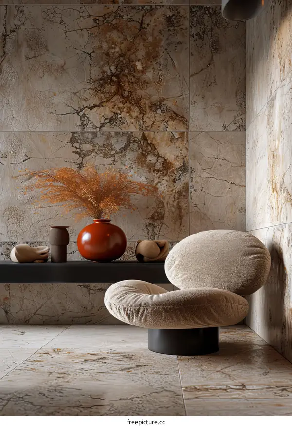 Modern Stone Tiles with Contemporary Seating