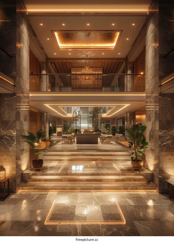 Luxury Modern Interior Design Hallway with Marble Flooring