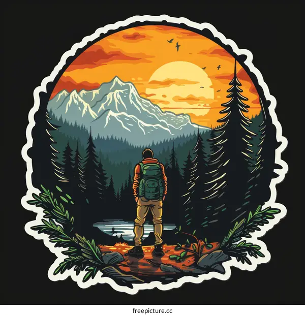 man standing on a cliff overlooking a mountain range at sunset