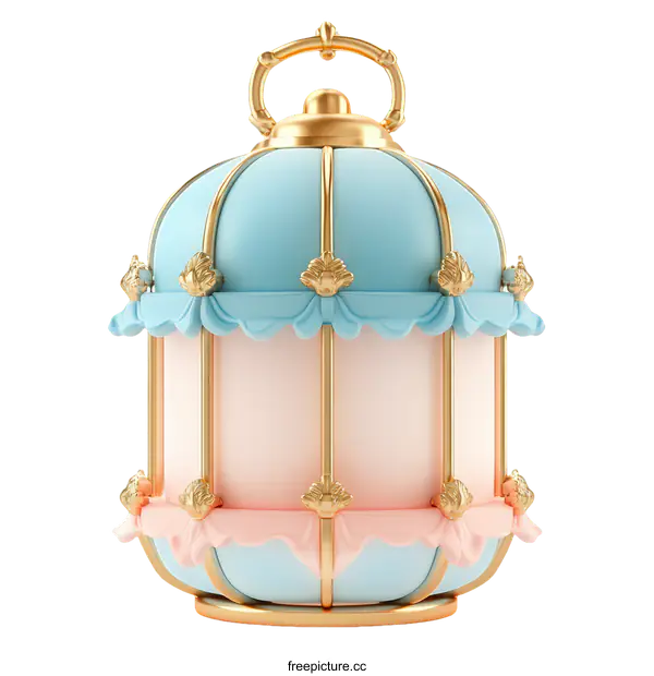 [Transparent Background PNG]Vintage Pastel Birdcage Decorative Piece