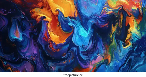 Abstract Swirling Colorful Paint Artwork