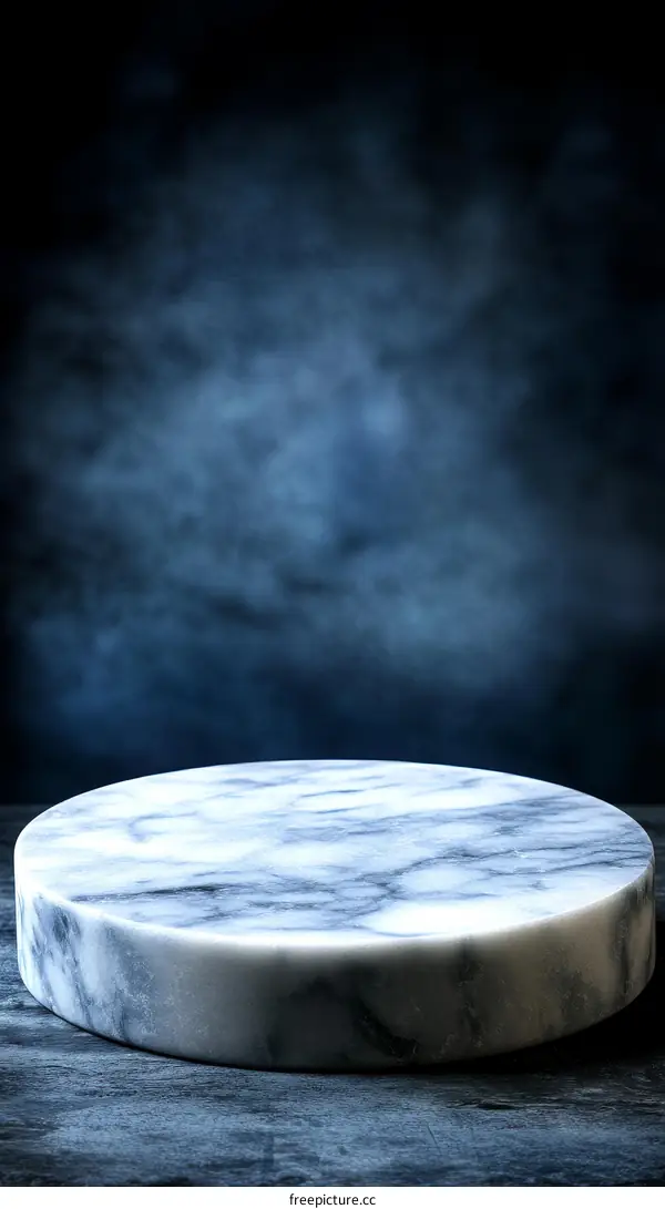 Marble Display Stand Against Dark Background