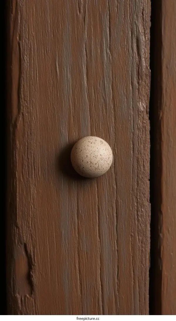 Close-up of Distressed Wooden Plank with Round Accent